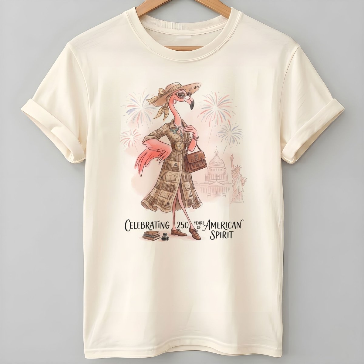 America 250 Years of American Spirit Book Lover Flamingo Shirt - FlamingoAholic
