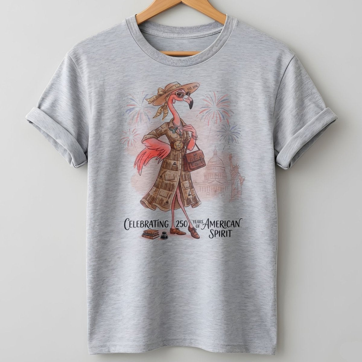 America 250 Years of American Spirit Book Lover Flamingo Shirt - FlamingoAholic