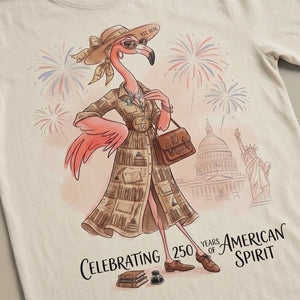 America 250 Years of American Spirit Book Lover Flamingo Shirt - FlamingoAholic