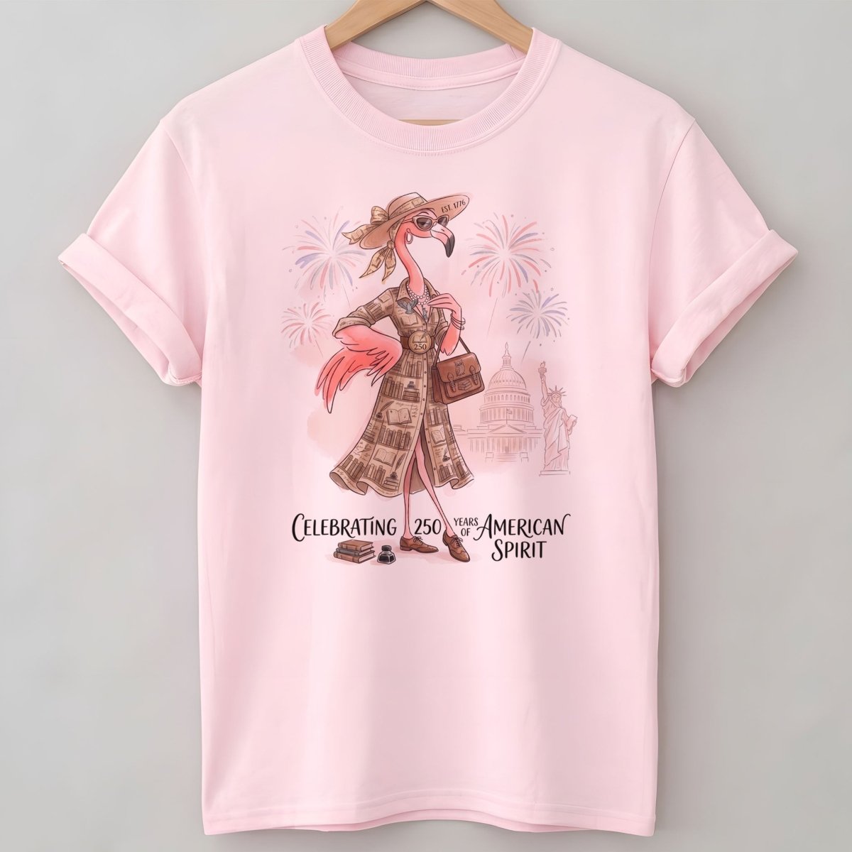 America 250 Years of American Spirit Book Lover Flamingo Shirt - FlamingoAholic