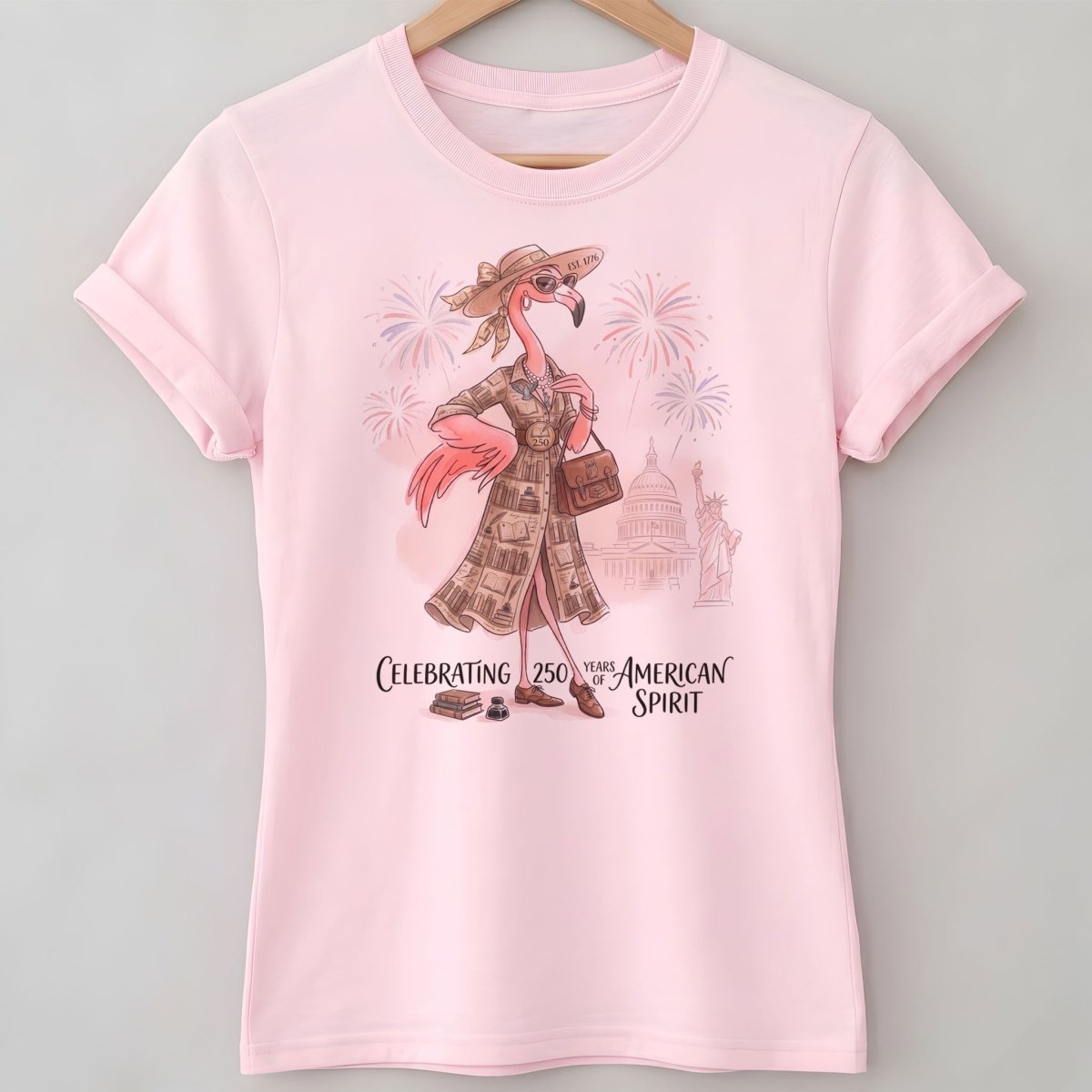 America 250 Years of American Spirit Book Lover Flamingo Shirt - FlamingoAholic