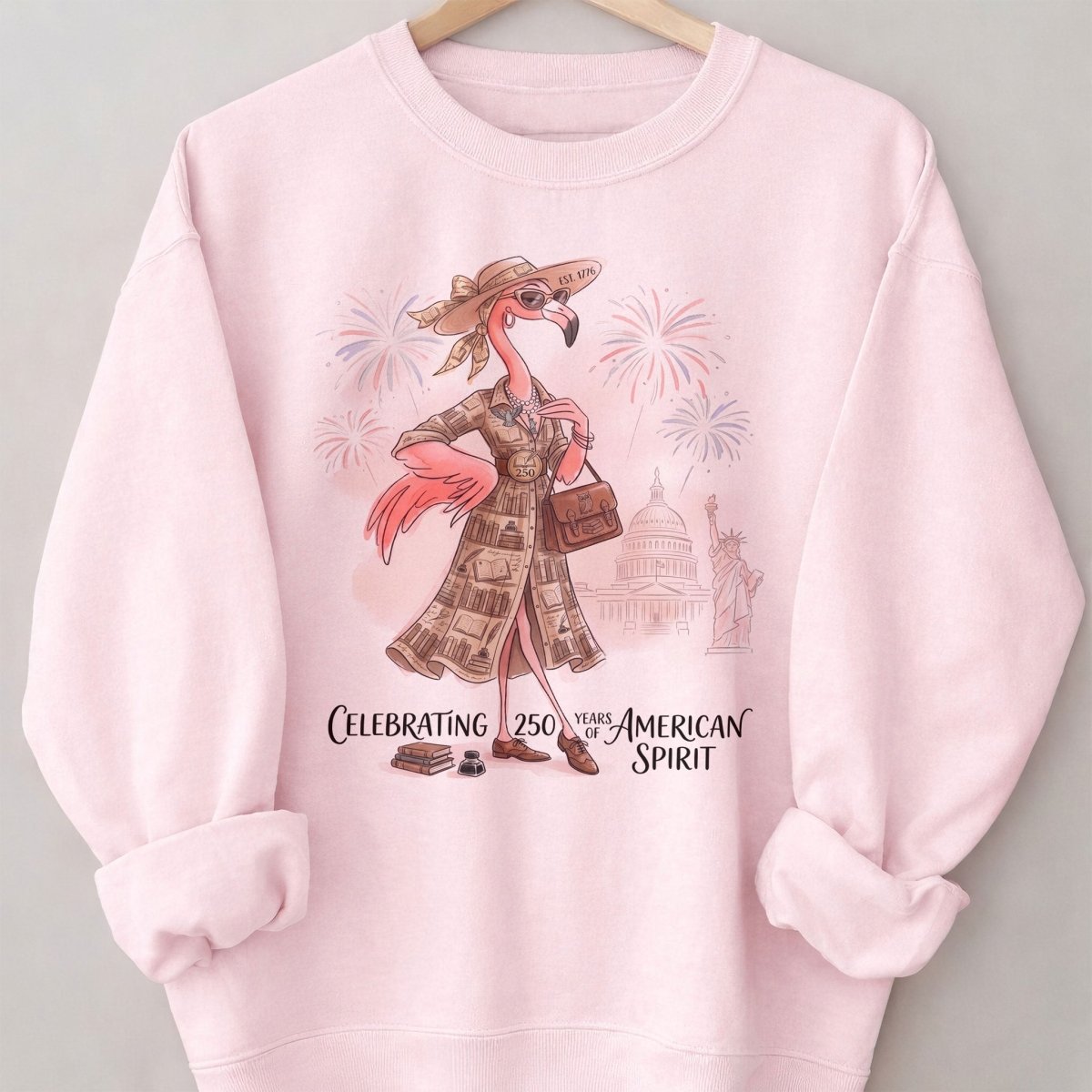 America 250 Years of American Spirit Book Lover Flamingo Shirt - FlamingoAholic