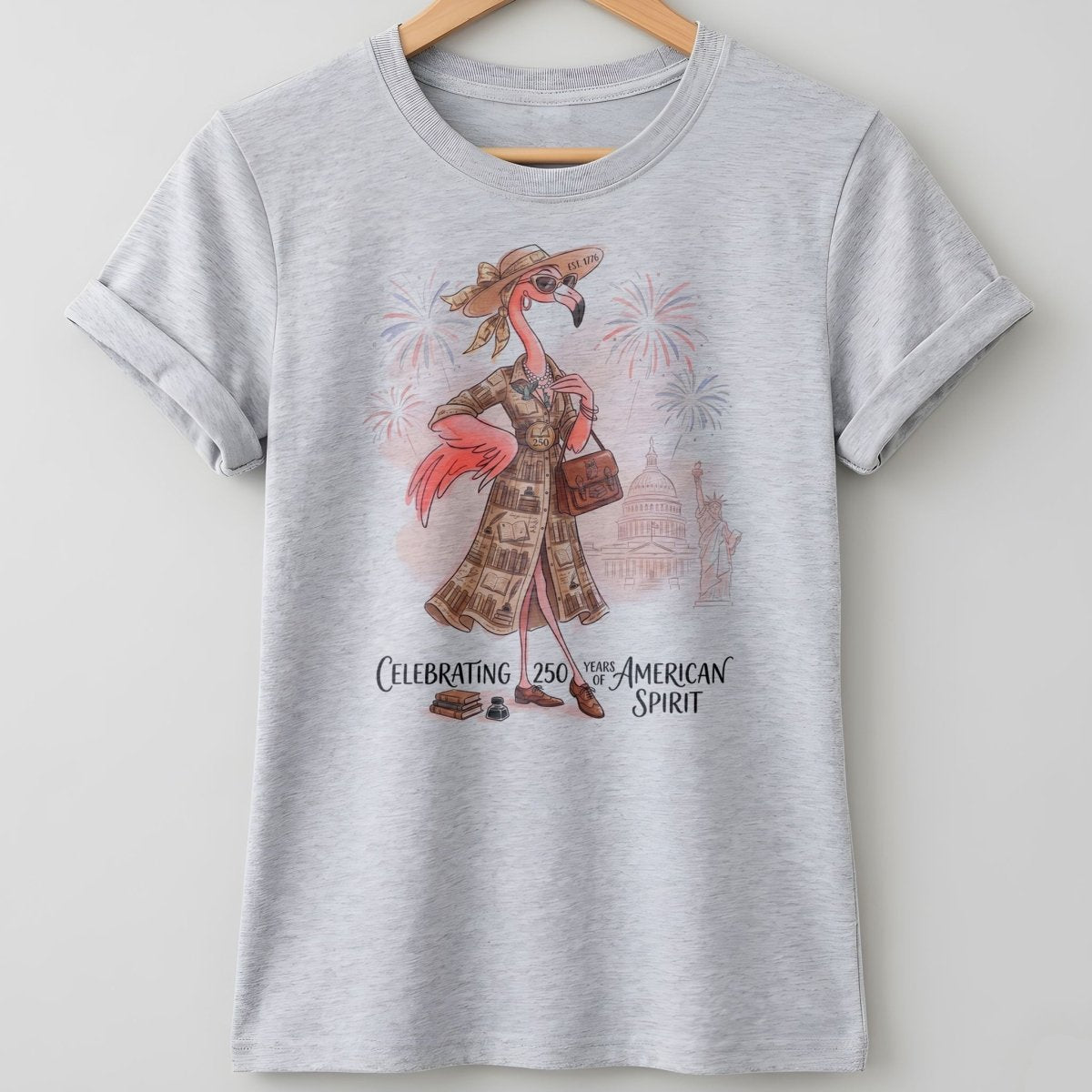 America 250 Years of American Spirit Book Lover Flamingo Shirt - FlamingoAholic
