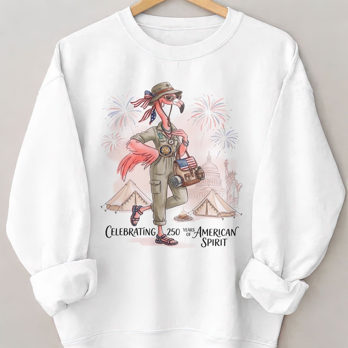 America 250 Years of American Spirit Camping Flamingo Shirt - FlamingoAholic