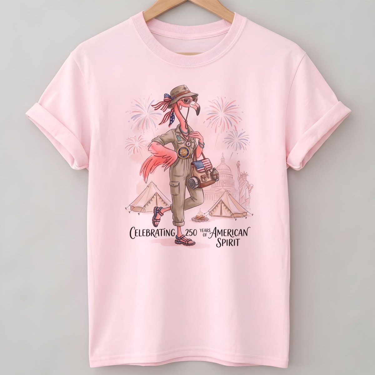 America 250 Years of American Spirit Camping Flamingo Shirt - FlamingoAholic