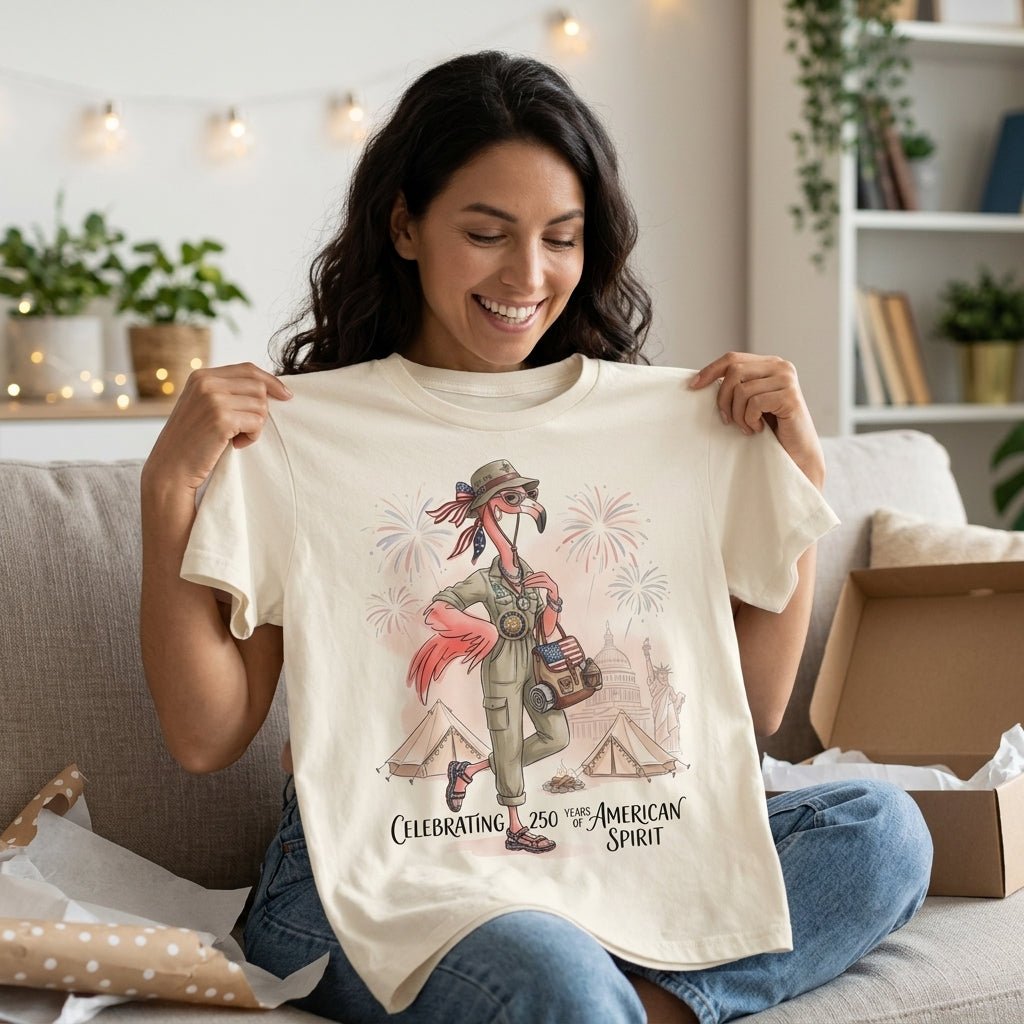 America 250 Years of American Spirit Camping Flamingo Shirt - FlamingoAholic