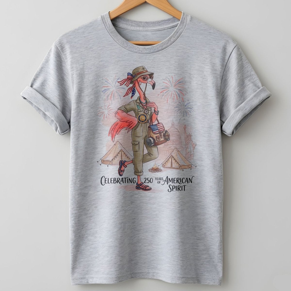 America 250 Years of American Spirit Camping Flamingo Shirt - FlamingoAholic