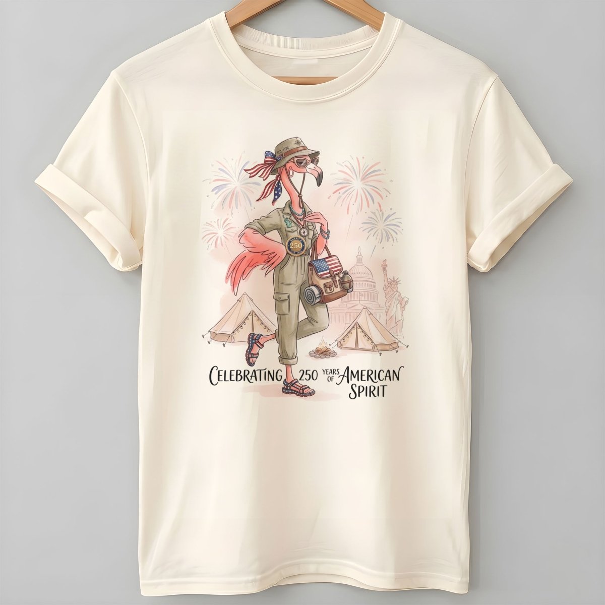 America 250 Years of American Spirit Camping Flamingo Shirt - FlamingoAholic