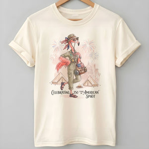 America 250 Years of American Spirit Camping Flamingo Shirt - FlamingoAholic