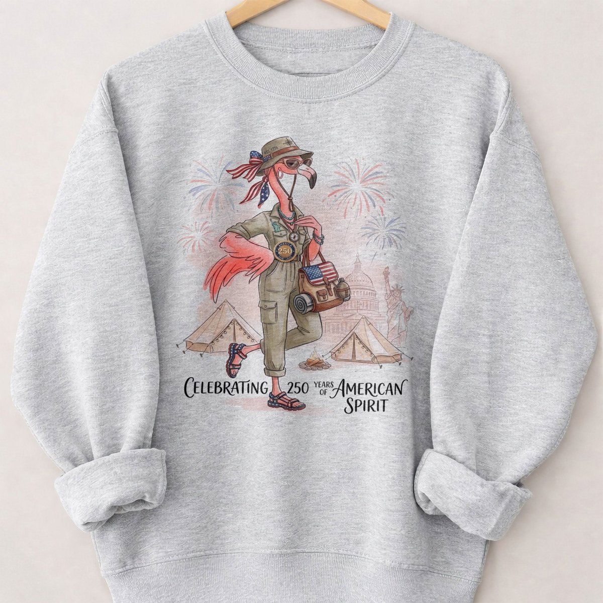 America 250 Years of American Spirit Camping Flamingo Shirt - FlamingoAholic