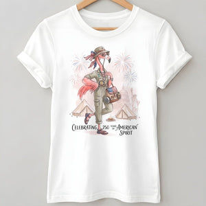 America 250 Years of American Spirit Camping Flamingo Shirt - FlamingoAholic