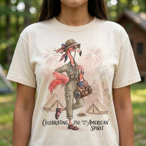 America 250 Years of American Spirit Camping Flamingo Shirt - FlamingoAholic