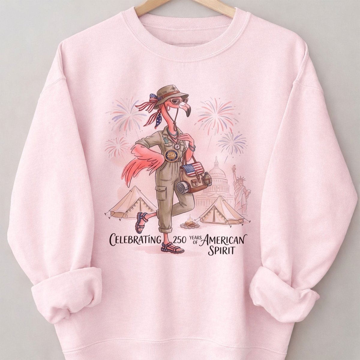 America 250 Years of American Spirit Camping Flamingo Shirt - FlamingoAholic