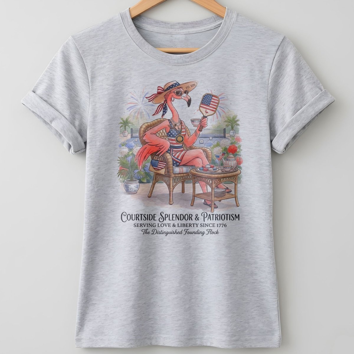 America 250 Years of American Spirit Courtside Flamingo Shirt - FlamingoAholic