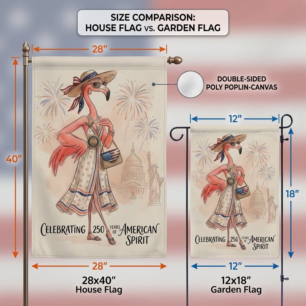 America 250 Years of American Spirit Flamingo July 4th Garden Flag - FlamingoAholic