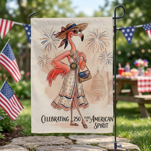 America 250 Years of American Spirit Flamingo July 4th Garden Flag - FlamingoAholic