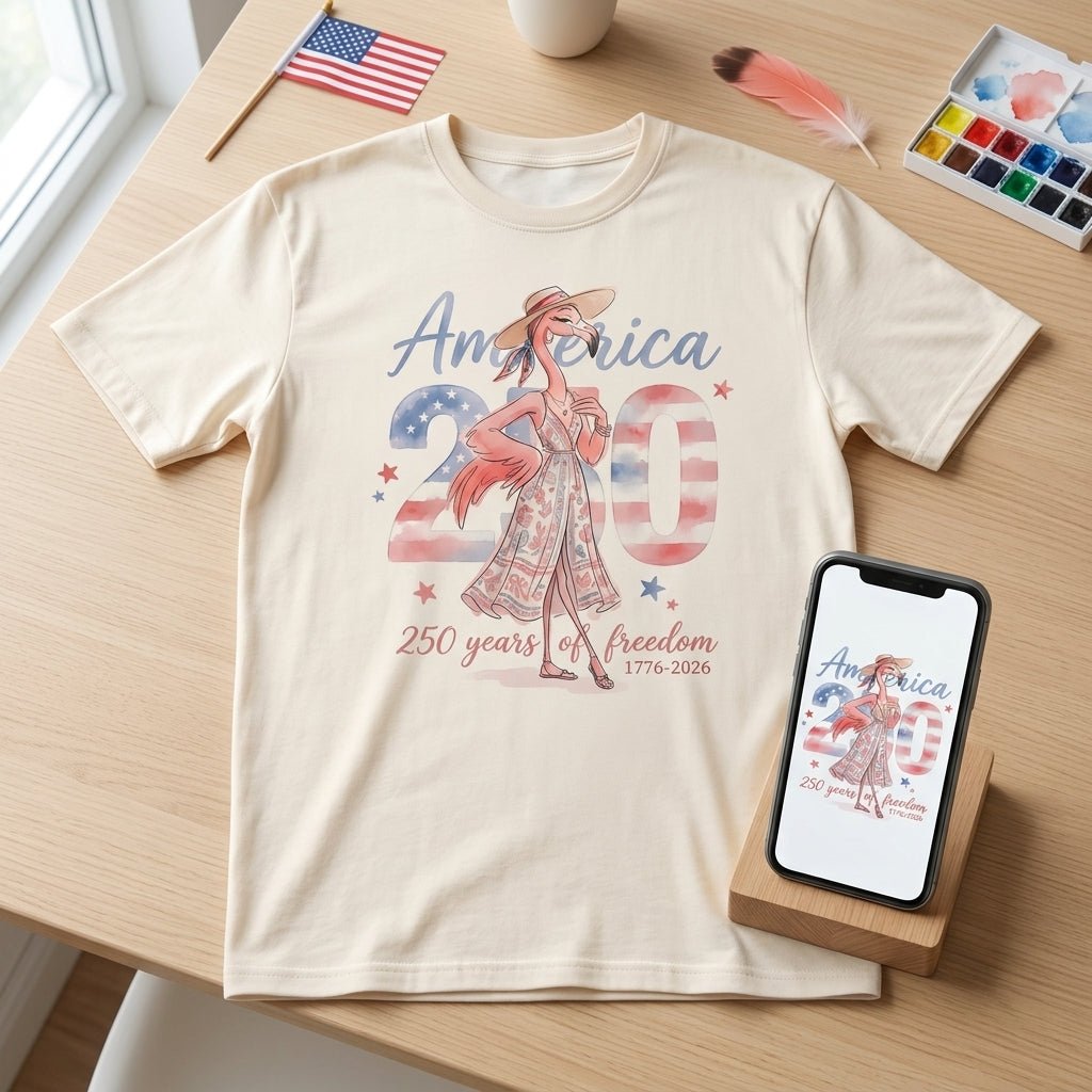 America 250 Years of American Spirit Flamingo July 4th Shirt - FlamingoAholic