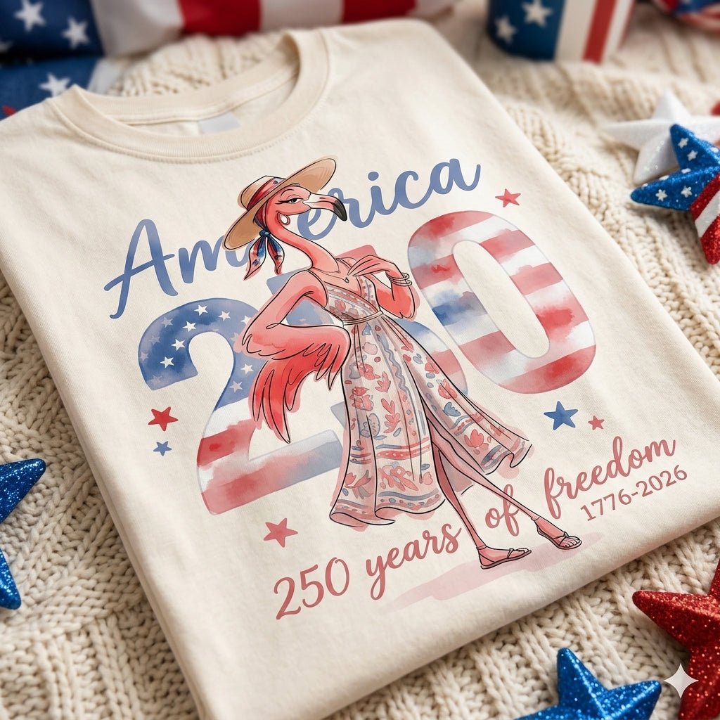 America 250 Years of American Spirit Flamingo July 4th Shirt - FlamingoAholic