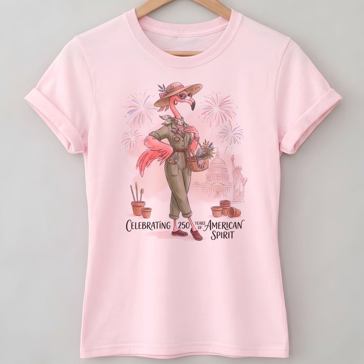 America 250 Years of American Spirit Gardening Flamingo Shirt - FlamingoAholic