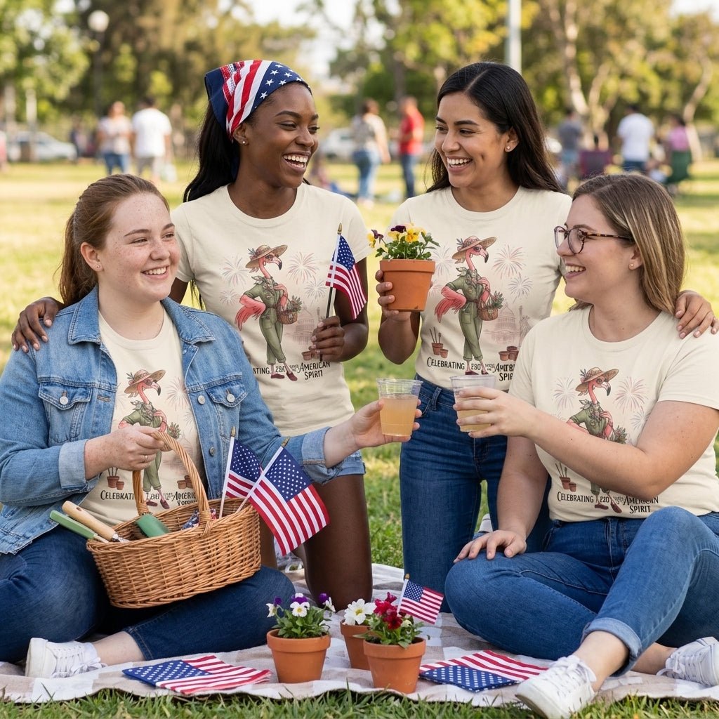 America 250 Years of American Spirit Gardening Flamingo Shirt - FlamingoAholic