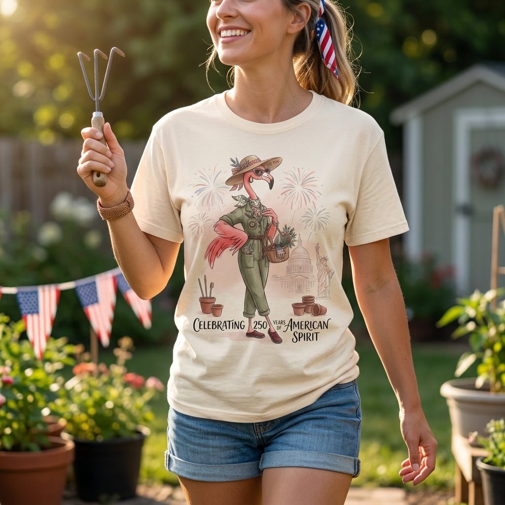 America 250 Years of American Spirit Gardening Flamingo Shirt - FlamingoAholic