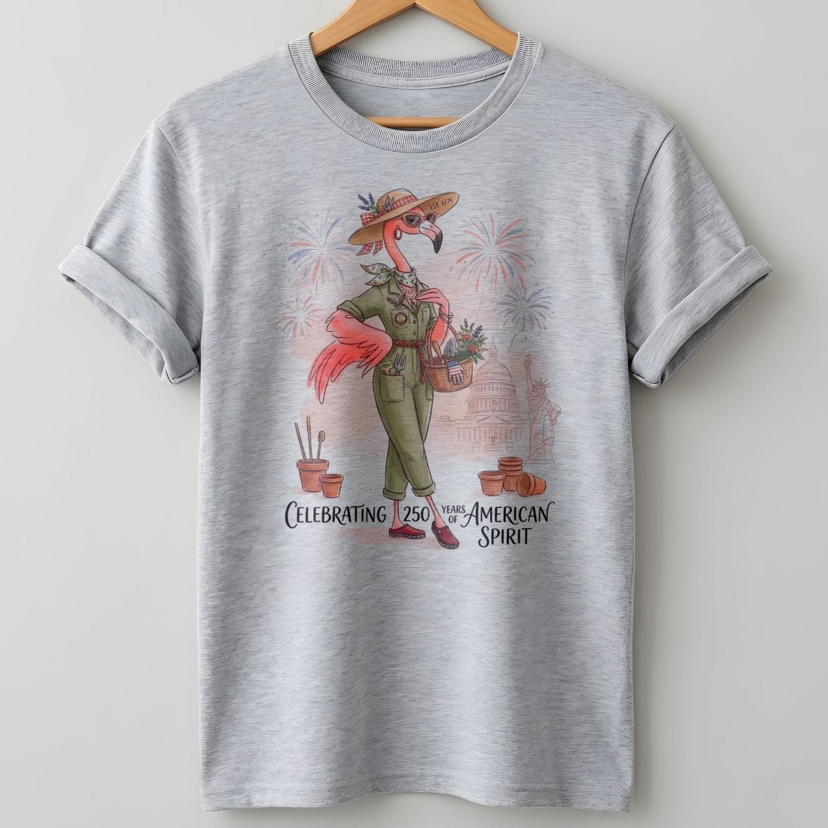 America 250 Years of American Spirit Gardening Flamingo Shirt - FlamingoAholic