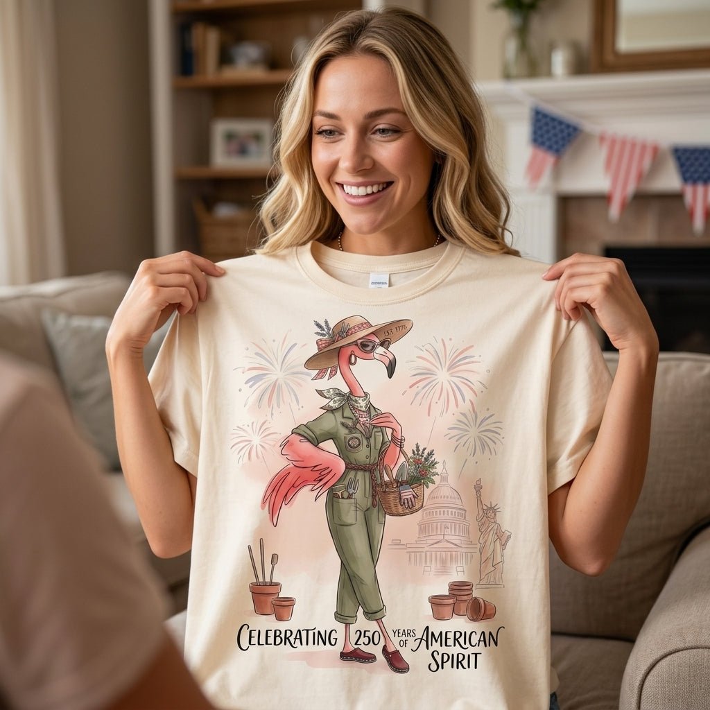 America 250 Years of American Spirit Gardening Flamingo Shirt - FlamingoAholic