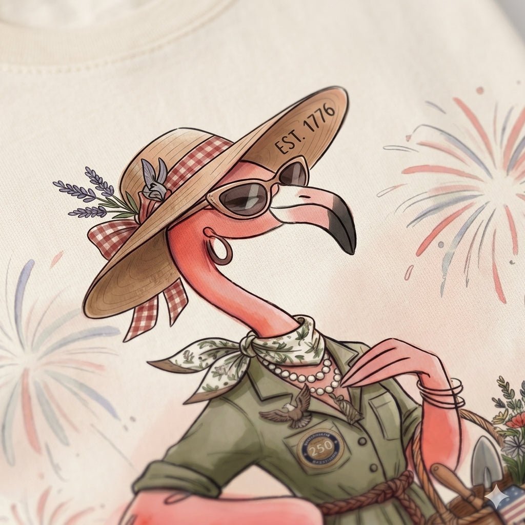 America 250 Years of American Spirit Gardening Flamingo Shirt - FlamingoAholic