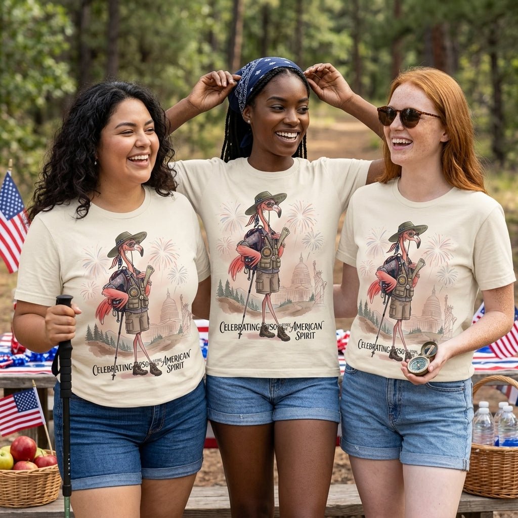 America 250 Years of American Spirit Hiking Flamingo Shirt - FlamingoAholic