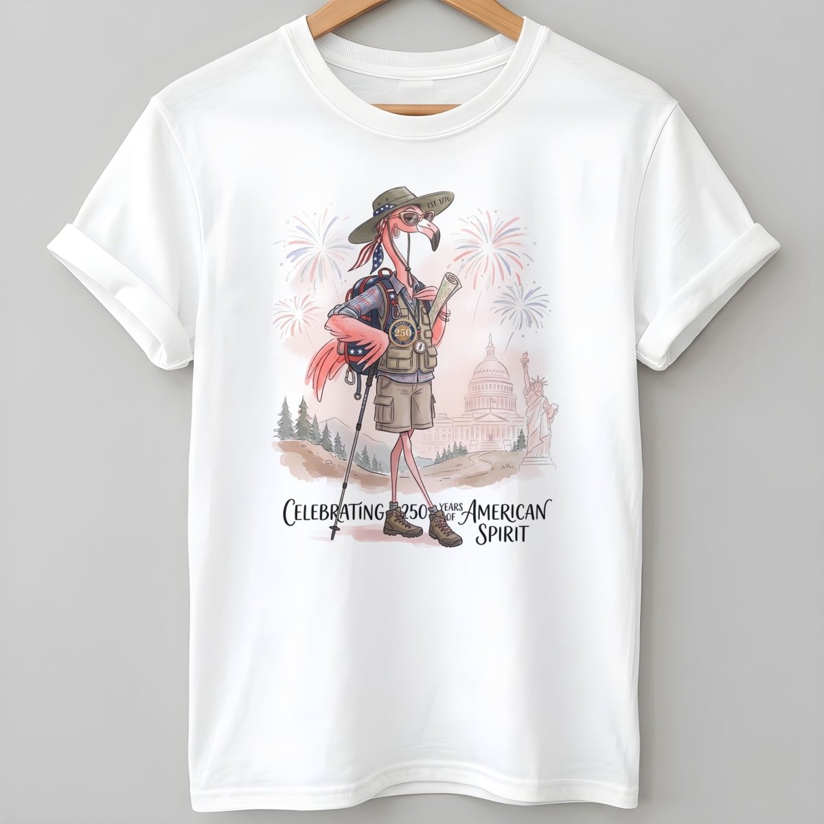 America 250 Years of American Spirit Hiking Flamingo Shirt - FlamingoAholic