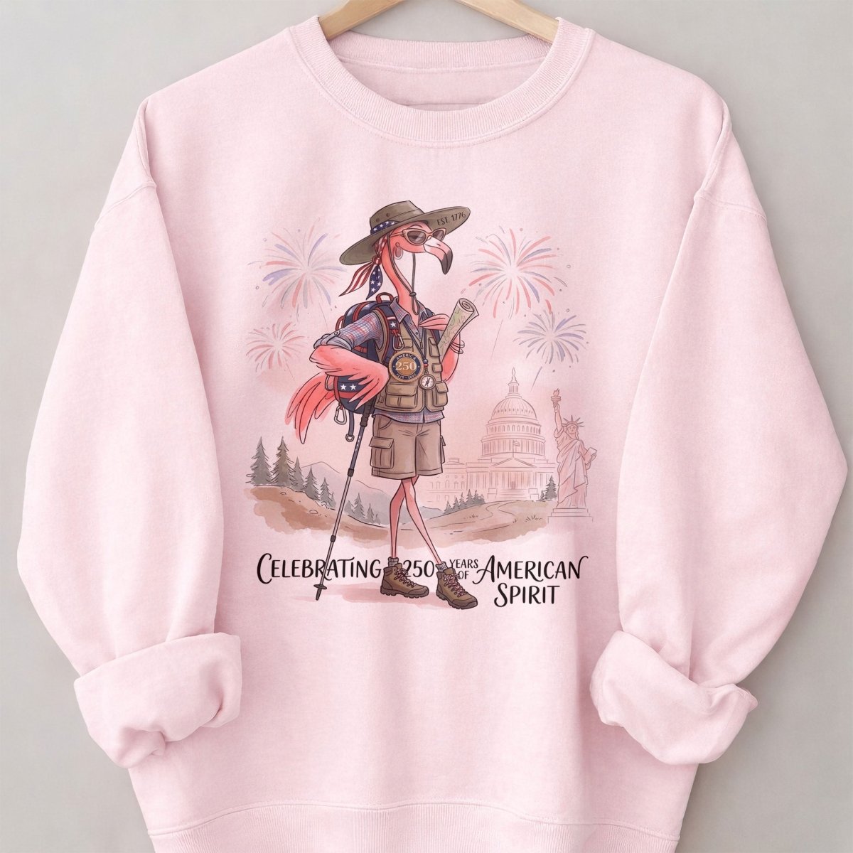 America 250 Years of American Spirit Hiking Flamingo Shirt - FlamingoAholic