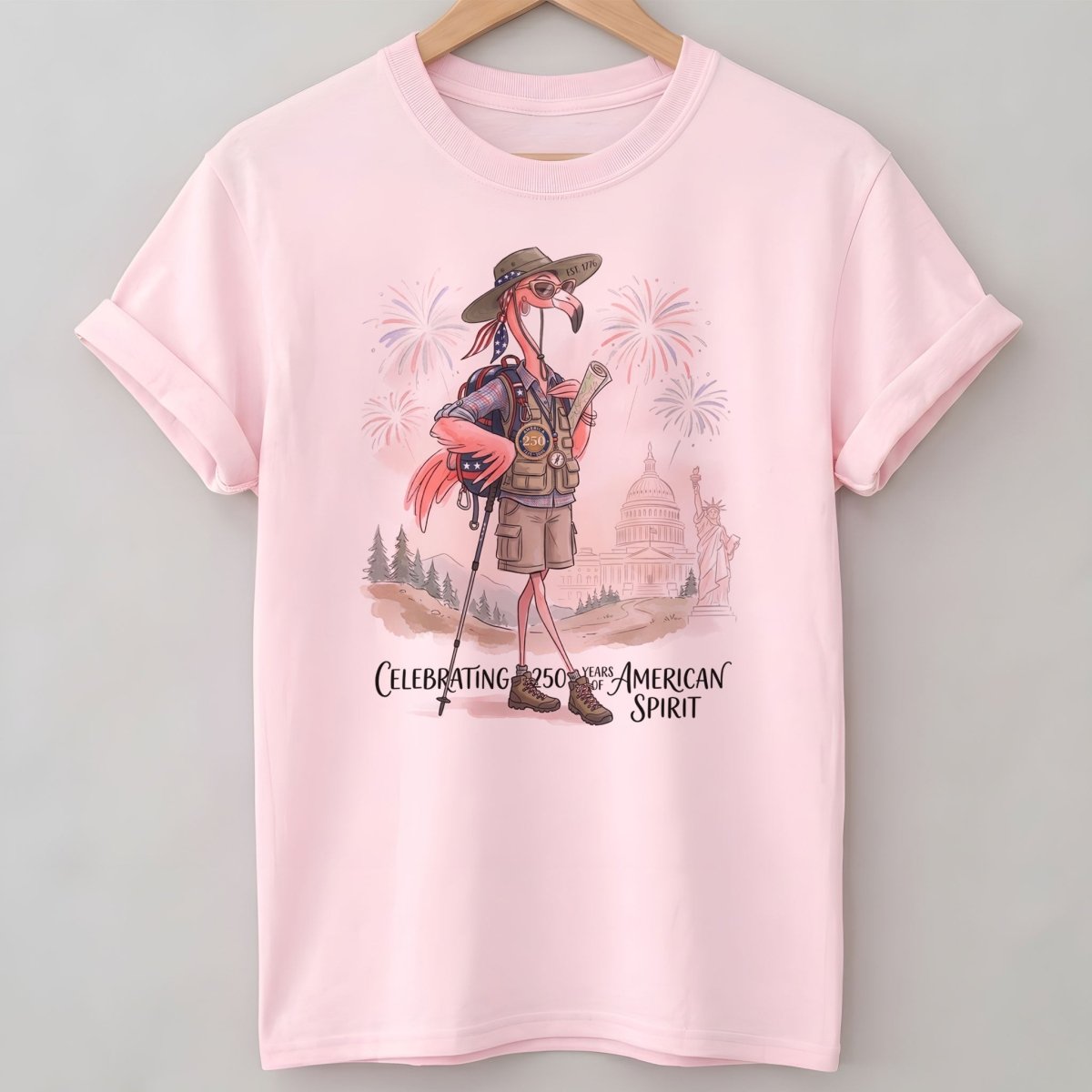 America 250 Years of American Spirit Hiking Flamingo Shirt - FlamingoAholic