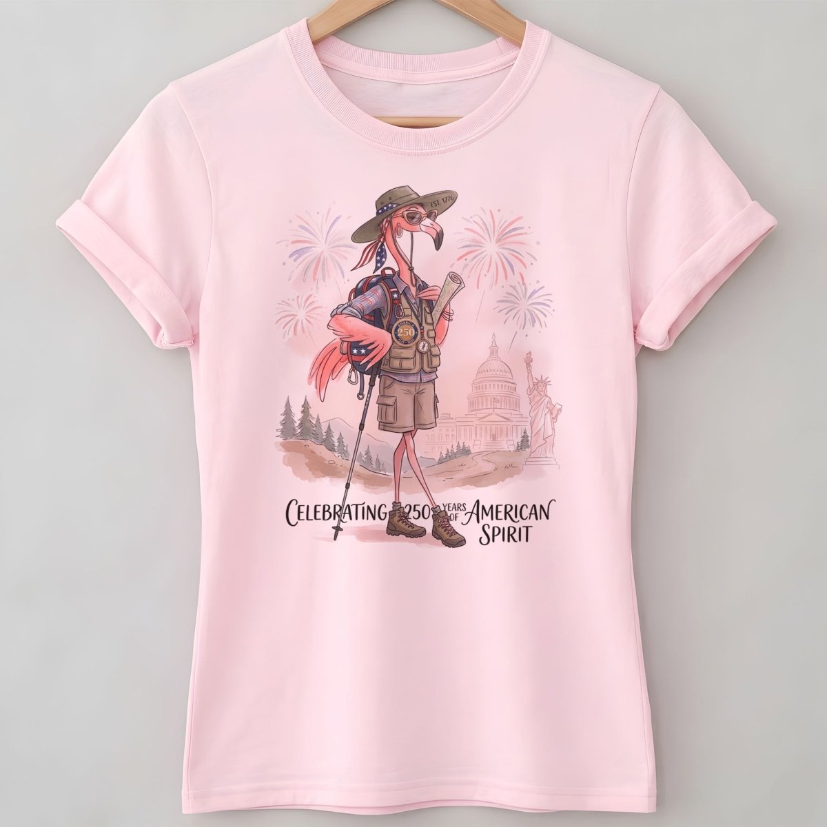 America 250 Years of American Spirit Hiking Flamingo Shirt - FlamingoAholic