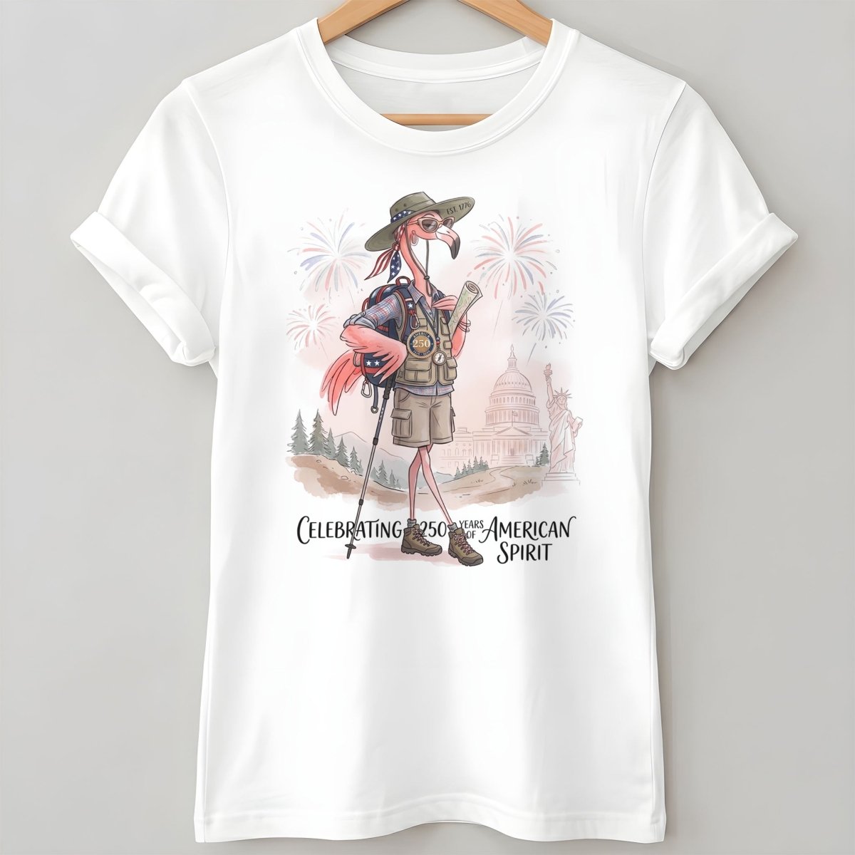 America 250 Years of American Spirit Hiking Flamingo Shirt - FlamingoAholic