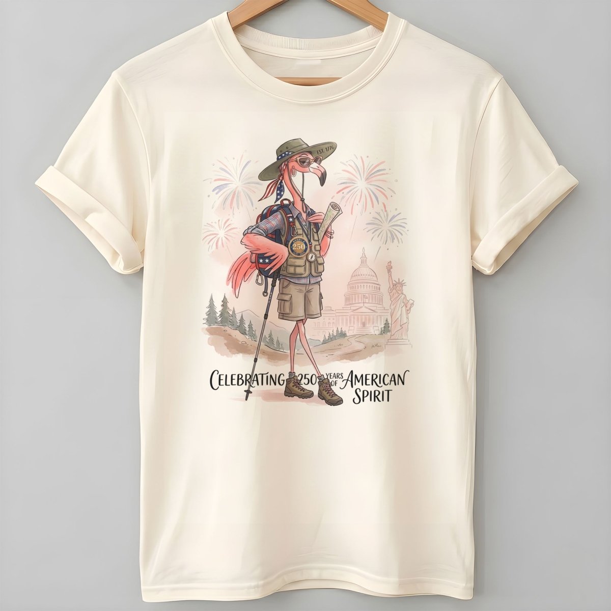 America 250 Years of American Spirit Hiking Flamingo Shirt - FlamingoAholic
