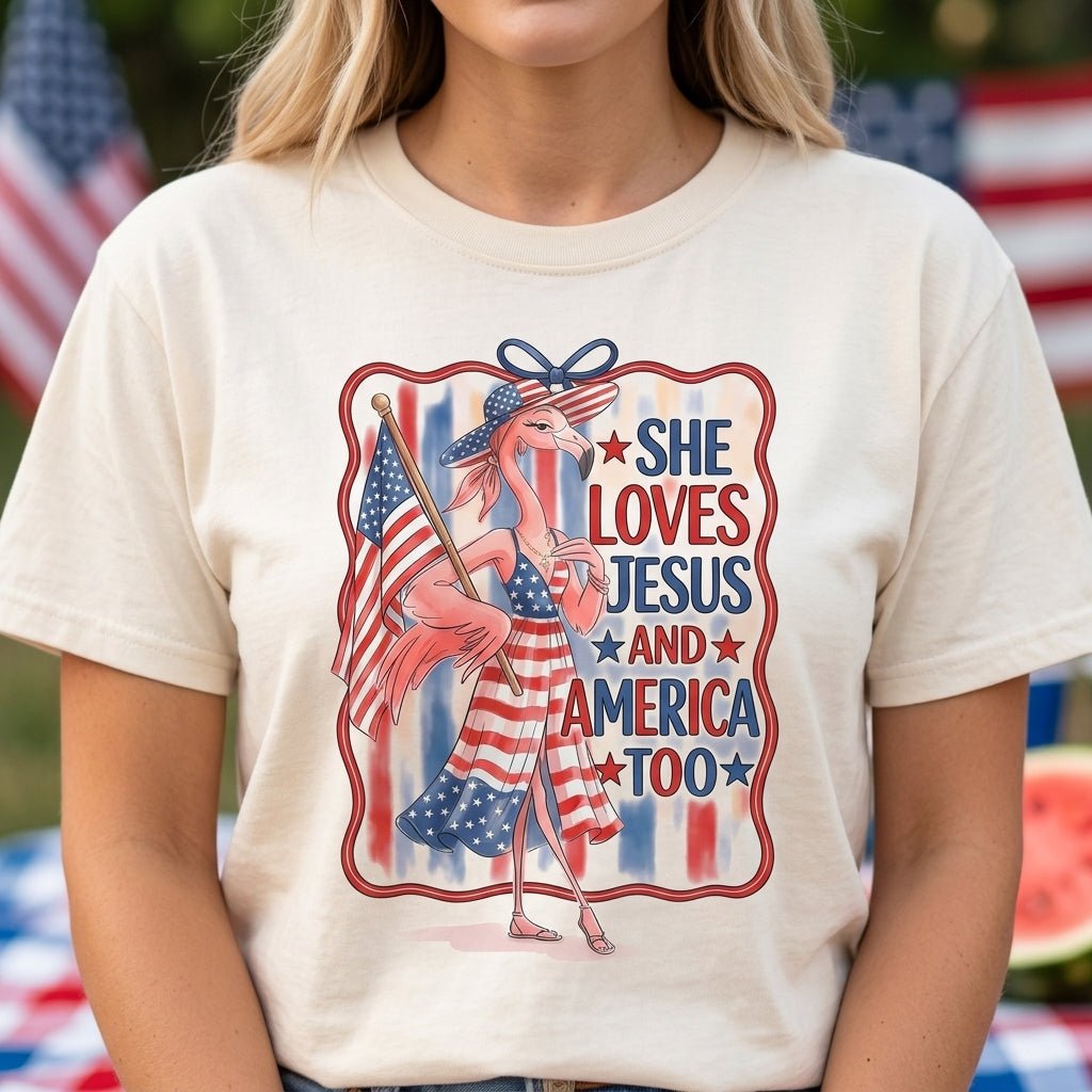 America 250 Years of American Spirit Jesus Faith Flamingo Shirt - FlamingoAholic