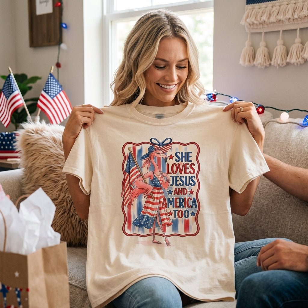 America 250 Years of American Spirit Jesus Faith Flamingo Shirt - FlamingoAholic