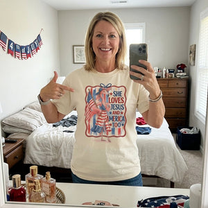 America 250 Years of American Spirit Jesus Faith Flamingo Shirt - FlamingoAholic