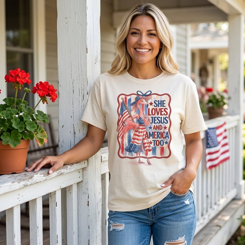 America 250 Years of American Spirit Jesus Faith Flamingo Shirt - FlamingoAholic