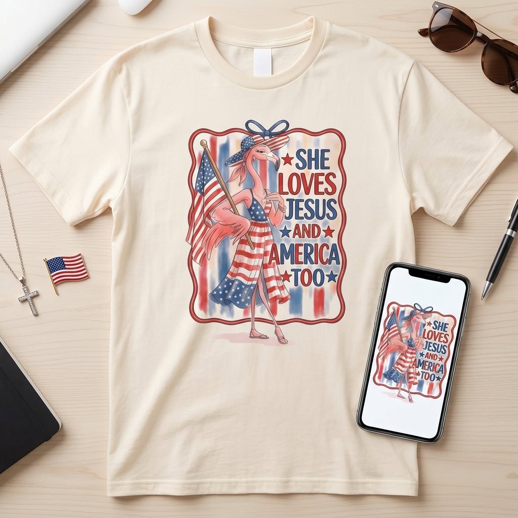 America 250 Years of American Spirit Jesus Faith Flamingo Shirt - FlamingoAholic