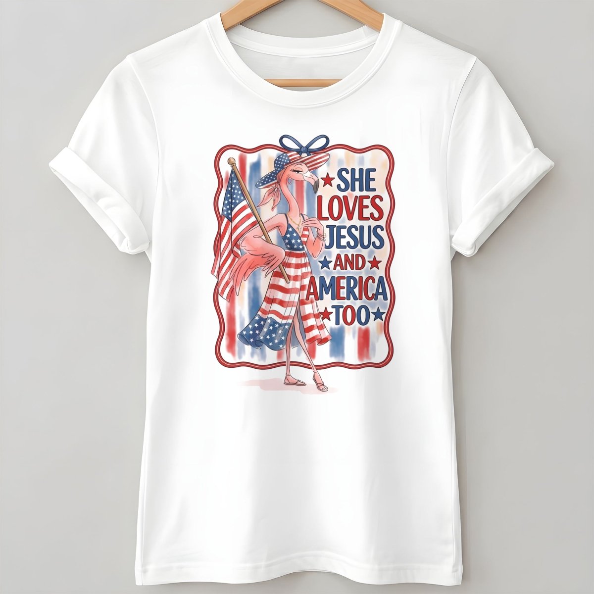 America 250 Years of American Spirit Jesus Faith Flamingo Shirt - FlamingoAholic