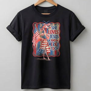 America 250 Years of American Spirit Jesus Faith Flamingo Shirt - FlamingoAholic
