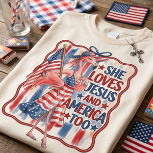 America 250 Years of American Spirit Jesus Faith Flamingo Shirt - FlamingoAholic