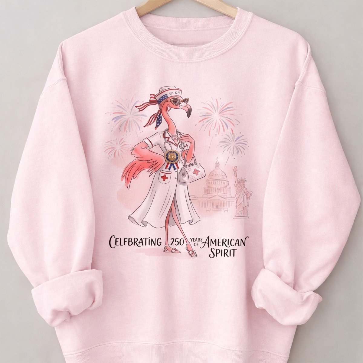 America 250 Years of American Spirit Nurse Flamingo Shirt - FlamingoAholic