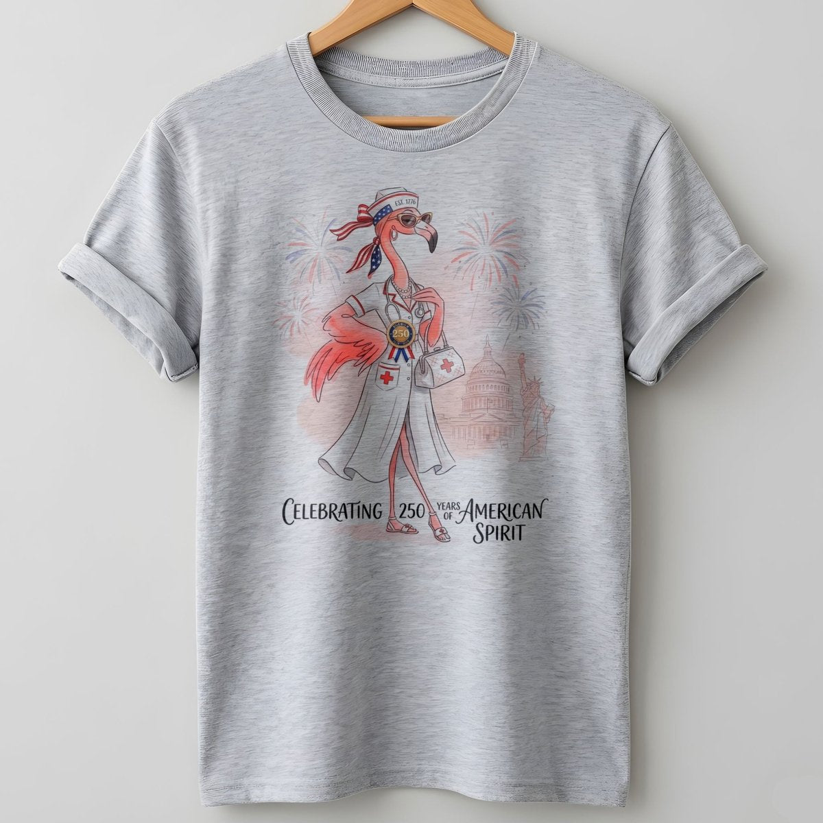America 250 Years of American Spirit Nurse Flamingo Shirt - FlamingoAholic