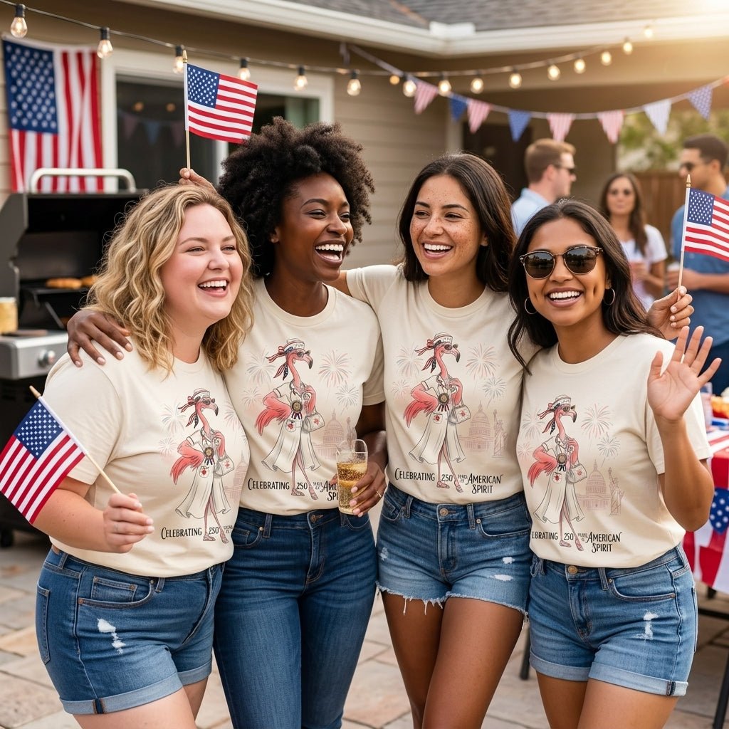 America 250 Years of American Spirit Nurse Flamingo Shirt - FlamingoAholic
