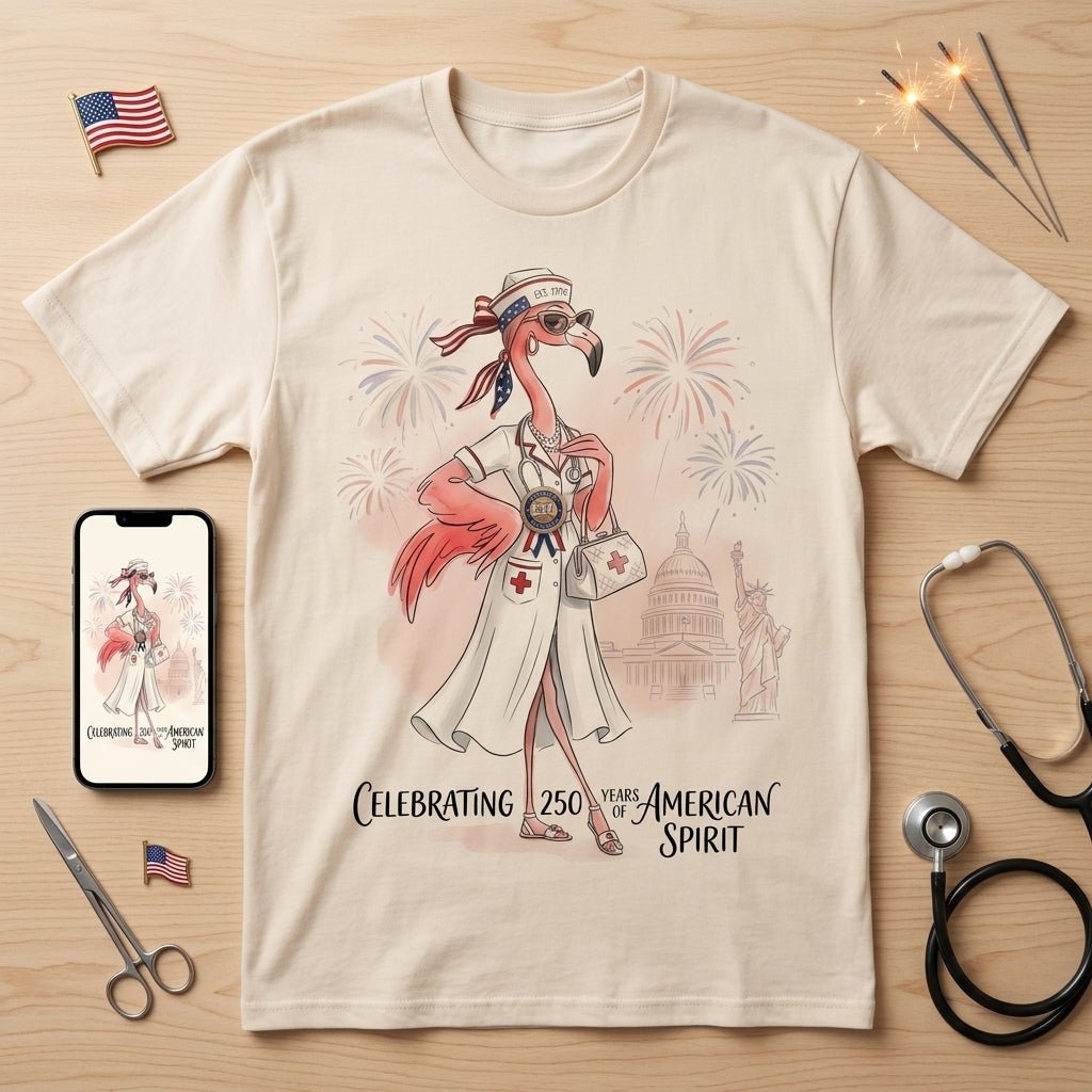 America 250 Years of American Spirit Nurse Flamingo Shirt - FlamingoAholic