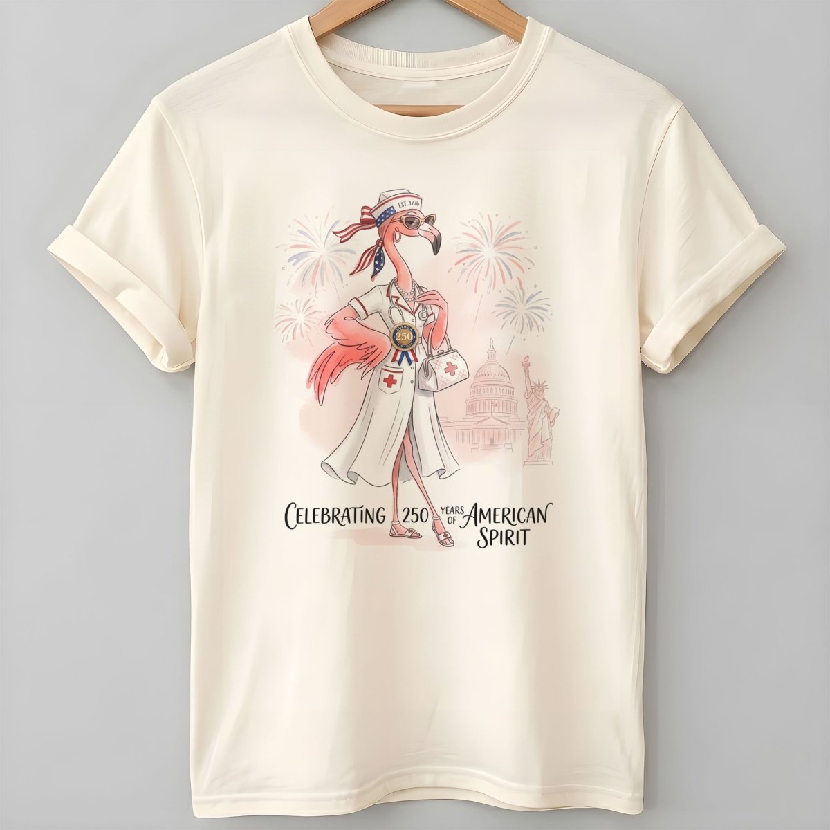 America 250 Years of American Spirit Nurse Flamingo Shirt - FlamingoAholic
