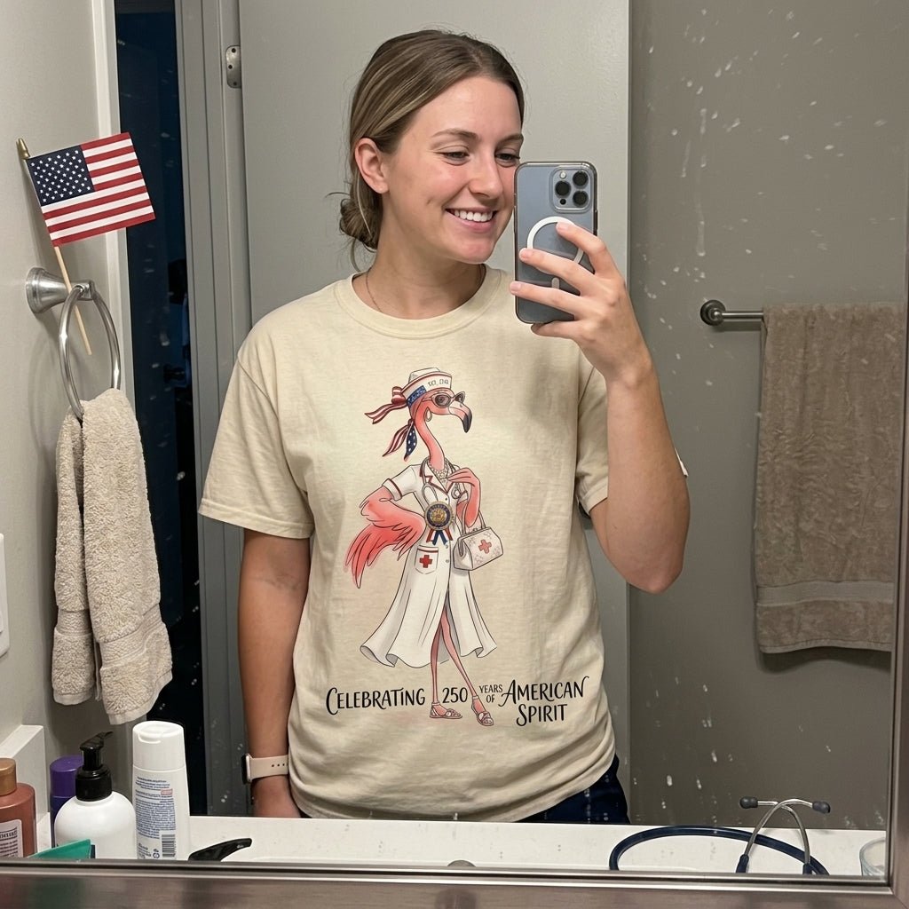 America 250 Years of American Spirit Nurse Flamingo Shirt - FlamingoAholic