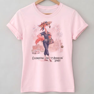 America 250 Years of American Spirit Nurse Scrubs Flamingo Shirt - FlamingoAholic